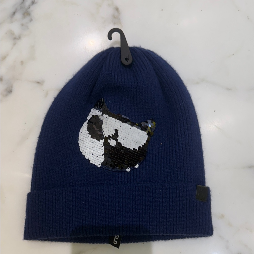 Karl Lagerfeld Sequin Cat Beanie